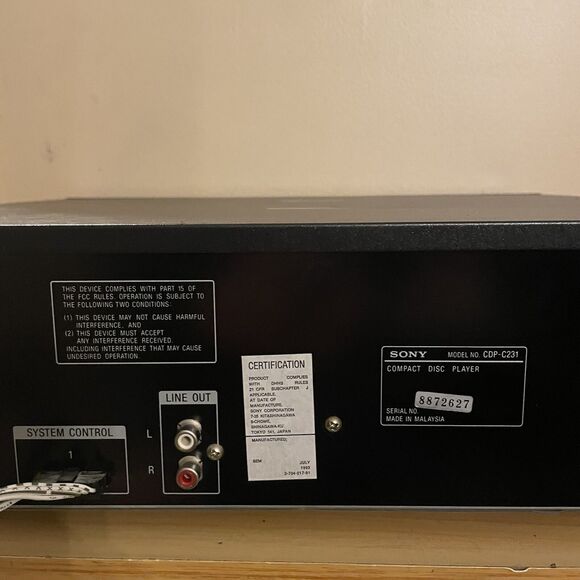 Sony CDP-C231 Compact Disc Player For Rack Stereo Component Untested - Picture 7 of 7